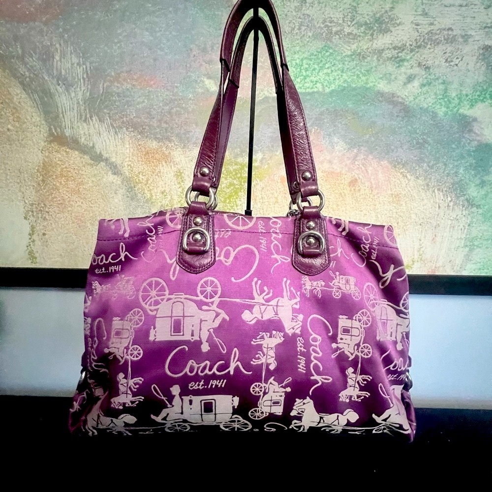 Coach Ashley Purple Satchel Bag - Picture 2 of 8